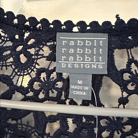 NWT Women’s Rabbit Rabbit Rabbit Midnight Blue Lace Crochet Cardigan Size Medium - Picture 5 of 7
